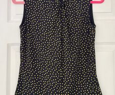 Hobbs Twist Neck Polka Dot Sleeveless Top -Size S