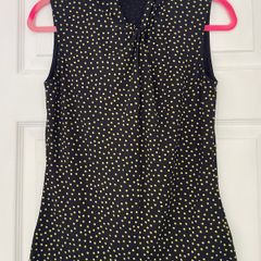 Hobbs Twist Neck Polka Dot Sleeveless Top -Size S