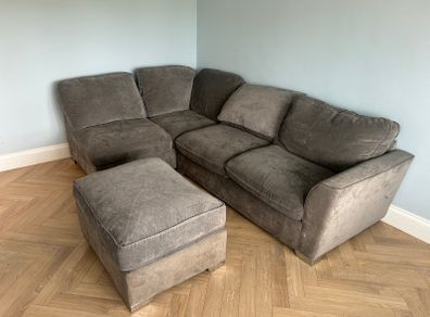 Grey L Shaped Sofa Ottoman Quick Sale