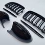 BMW 3 Series E90 E91 Pre-Lci Kidney Grilles & Mirror Covers Set Brand New Image 3