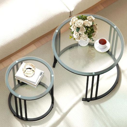 Round Nesting Coffee Tables Set of 2