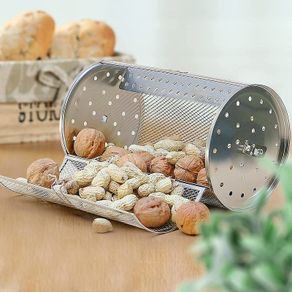 Rotisserie Basket, Stainless Steel Grill Roaster Drum, Oven Basket Air Fryer Accessories 360 Rotating for Peanuts Coffee Beans BBQ Walnuts DIY Kitchen Cooking Tool