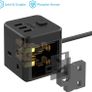 Compact Cube Extension Lead with 3 USB Slots (5V/3.1A) 3 Outlet Power Strip Surge Protected Power Socket with 1.5M Cable for Home, Office, Hotel, Travel -Black Image 2