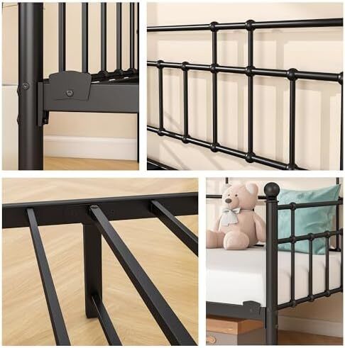 Metal Single Daybed Frame 3ft Sofa Bed Frame,Black