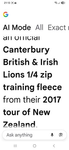 British and irish lions 1/2 zip
