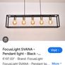 Kitchen Dining black pendant lamp shade Image 3