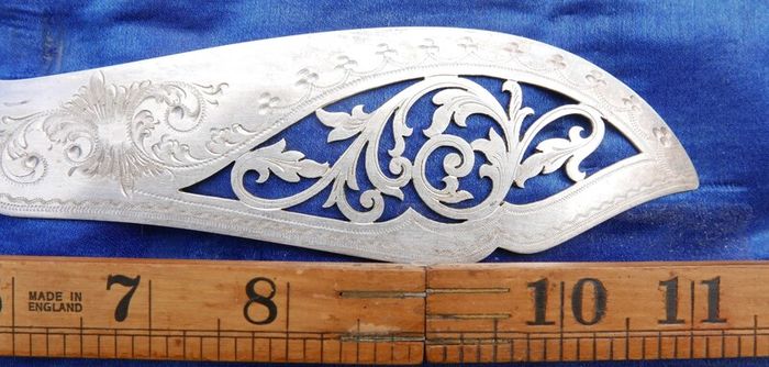 Vintage Boxed set of Faux Bone Handled Fish Servers with Hallmarked Silver Collars - 2 Pieces