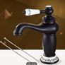 Antique Black Basin Faucet  Solid Brass Vintage Tap with Ceramic Handle Image 3