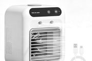Portable Air Cooler, Personal Mini Air Conditioner, 3 in 1 Mini Evaporative Conditioner with Handle / 7 LED Light/Humidifier/Purifier/ 3 Speeds Desktop Cooling Fan for Home, Office and Bedroom