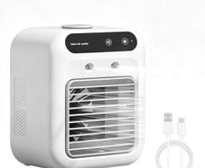 Portable Air Cooler, Personal Mini Air Conditioner, 3 in 1 Mini Evaporative Conditioner with Handle / 7 LED Light/Humidifier/Purifier/ 3 Speeds Desktop Cooling Fan for Home, Office and Bedroom