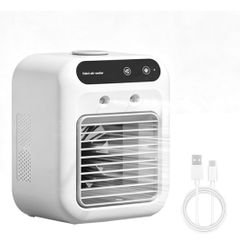 Portable Air Cooler, Personal Mini Air Conditioner, 3 in 1 Mini Evaporative Conditioner with Handle / 7 LED Light/Humidifier/Purifier/ 3 Speeds Desktop Cooling Fan for Home, Office and Bedroom