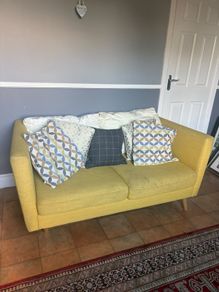 Modern Yellow 2-Seater Sofa / Couch (Mid-Century Style)