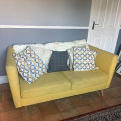 Modern Yellow 2-Seater Sofa / Couch (Mid-Century Style)