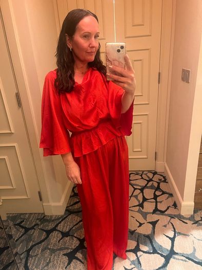 red jumpsuit