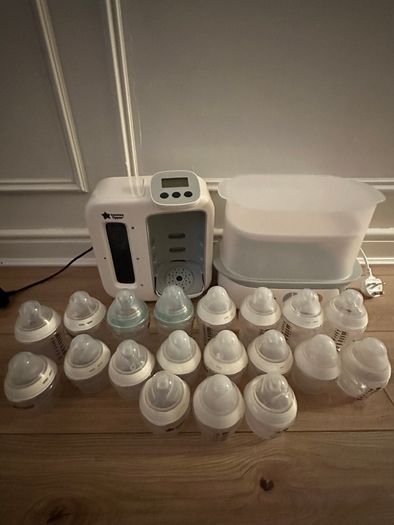 Tommee Tippee Perfect Prep and Steriliser w 19 Bottles- Excellent Condition