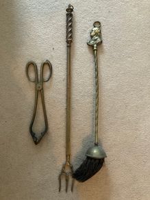 Victorian brass fireplace brush