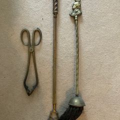 Victorian brass fireplace brush
