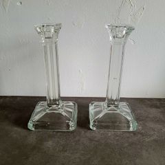 Art deco doric column candlesticks