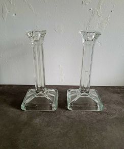 Art deco doric column candlesticks