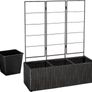 Wicker Trellis Rectangular Planter with Inner Plastic Liner, Three Buckets, 96.5 cm, Black Image 4