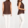 Brown Blouse with White Polka Dots and Ruffles  Size S Image 3