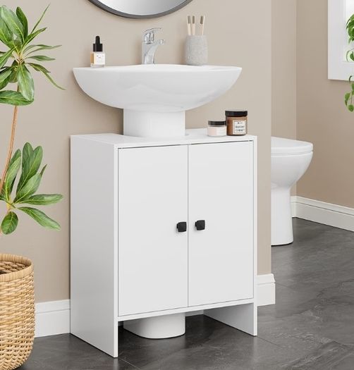Bathroom Vanity Unit Storage Cabinet Under Basin,48 x 30 x 60cm,White  Cupboard Wash Stands, Vanity Units Space Saving Open Compartment ,Adjustable Shelf Addition To Your Home