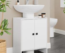 Bathroom Vanity Unit Storage Cabinet Under Basin,48 x 30 x 60cm,White  Cupboard Wash Stands, Vanity Units Space Saving Open Compartment ,Adjustable Shelf Addition To Your Home