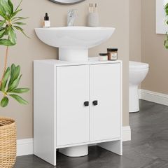 Bathroom Vanity Unit Storage Cabinet Under Basin,48 x 30 x 60cm,White  Cupboard Wash Stands, Vanity Units Space Saving Open Compartment ,Adjustable Shelf Addition To Your Home