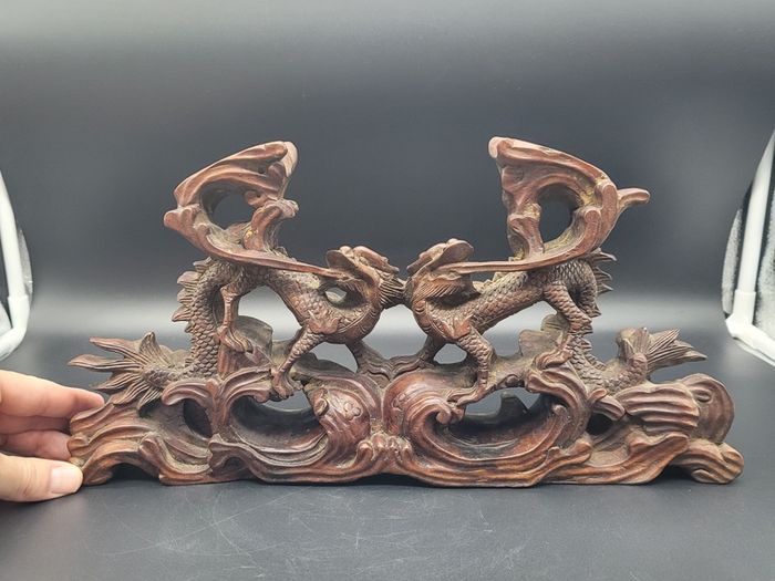 Chinese Qing Carved Dragon Incense Stand 19th Century