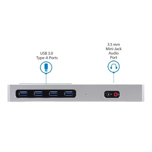 StarTech.com Dual 4K Docking Station - USB C and A (3.0) - Dual Monitor DisplayPort + HDMI Dock for Mac & Windows Laptops (DK30A2DH) , Black, Silver