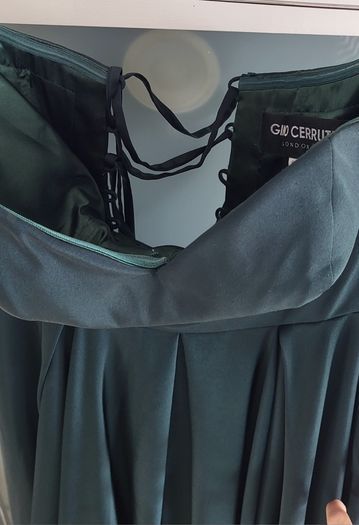 GINO CERRUTI Puro Strapless Dress with pockets in Hunter Green Sz S (Fit 8-10UK)  - Rrp 420 (New)