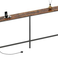Narrow Console Sofa Table with Power Outlets, Total 180cm Long Behind Couch Table with Charge Station, 20cm D x 180cm W x 78cm H, Rustic Brown
