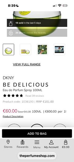 2 x 100 ml DKNY Be Delicious Perfumes