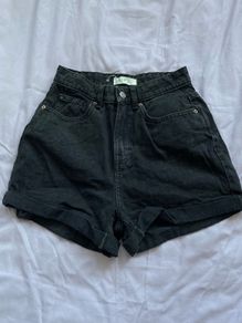Black mom jean shorts