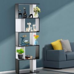 5-tier Bookcase Storage Display shelf with S Shape for home redecoration