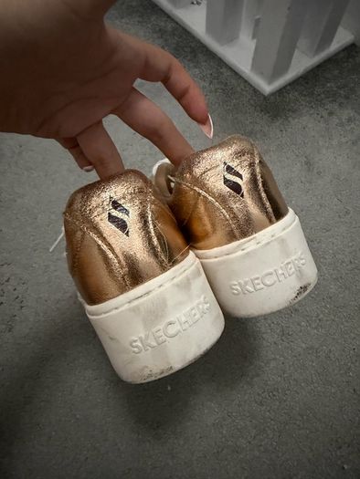 Skechers Rose Gold Metallic Low-Top Platform Sneakers