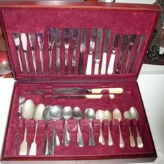 Cutlery set silver plated and contemporary mix uncomplete set