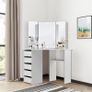 Corner Dressing Table with LED Lighting White Image 2