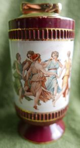 Vintage Colibri Grecian Fresco Design Porcelain Lighter - Handmade In Italy-Fiorentine collectible vintage lighter