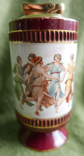Vintage Colibri Grecian Fresco Design Porcelain Lighter - Handmade In Italy-Fiorentine collectible vintage lighter