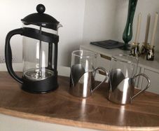 Coffee Pot & 2 Latte Glasses
