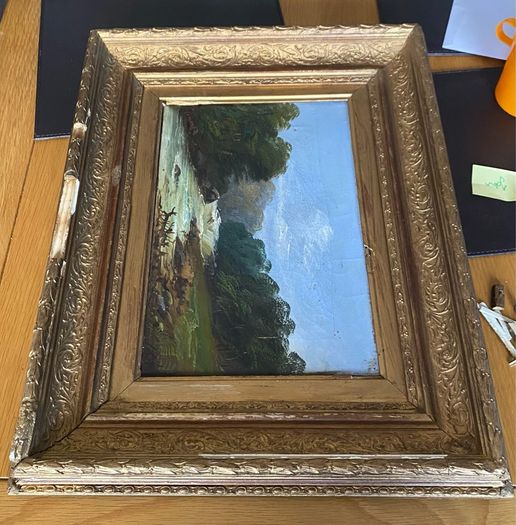 Small 19th Century Oil on Canvas in Gilt Frame