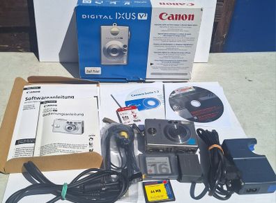 canon digital ixus v3 digital camera complete kit with box charger battery working
