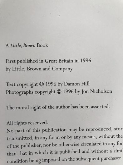 Damon Hill championship Year biography printed 1996 hardback