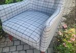 grey armchair