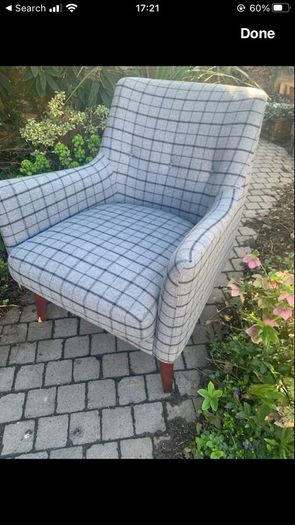 grey armchair