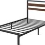 Single Bed Frame 90x190 cm 80cm Height Sustainable Bamboo & Metal Bed Frame with Headboard Steel slat support Eco-Friendly Bed frame  Easy Assembly Black and Brown Image 5