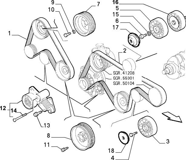 Auxiliary Belt (Alfa Romeo 156 2.4JTD)