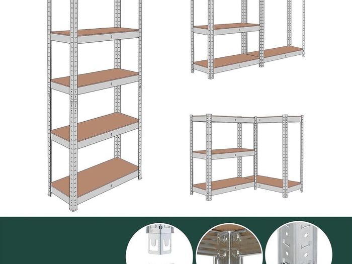 Heavy-Duty Shelving Unit, 5 Tiers, HWD: 200 x 90 x 60 cm, Silver up to 875 kg, basement & garage, storage rack, steel