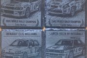 Classic Rally Legends Engraved Slate Coaster Set